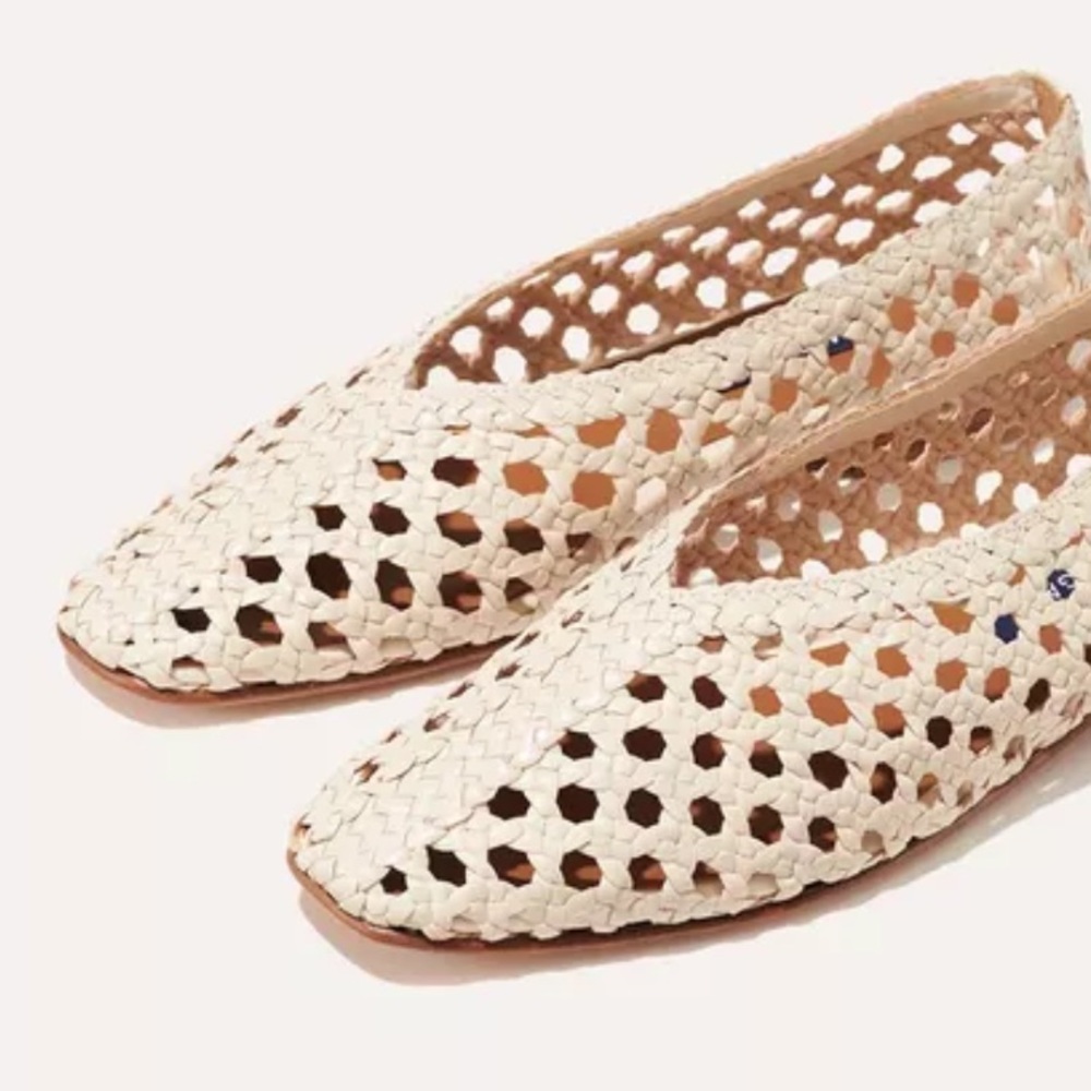 MARGAUX NY Woven Paz Ecru Leather Cream Flat, 39.5 (9m) NEVER WORN - SOLD OUT!